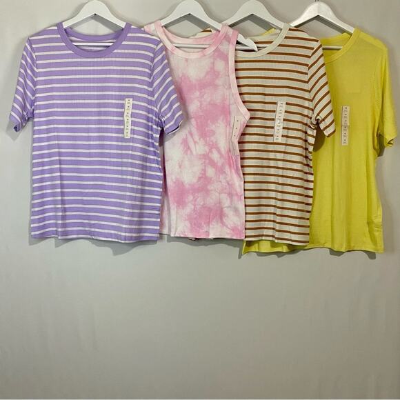 A New Day Women’s Lot of Plus Sized Tank & Tee Shirts Pink Purple Yellow NWT - Picture 1 of 7